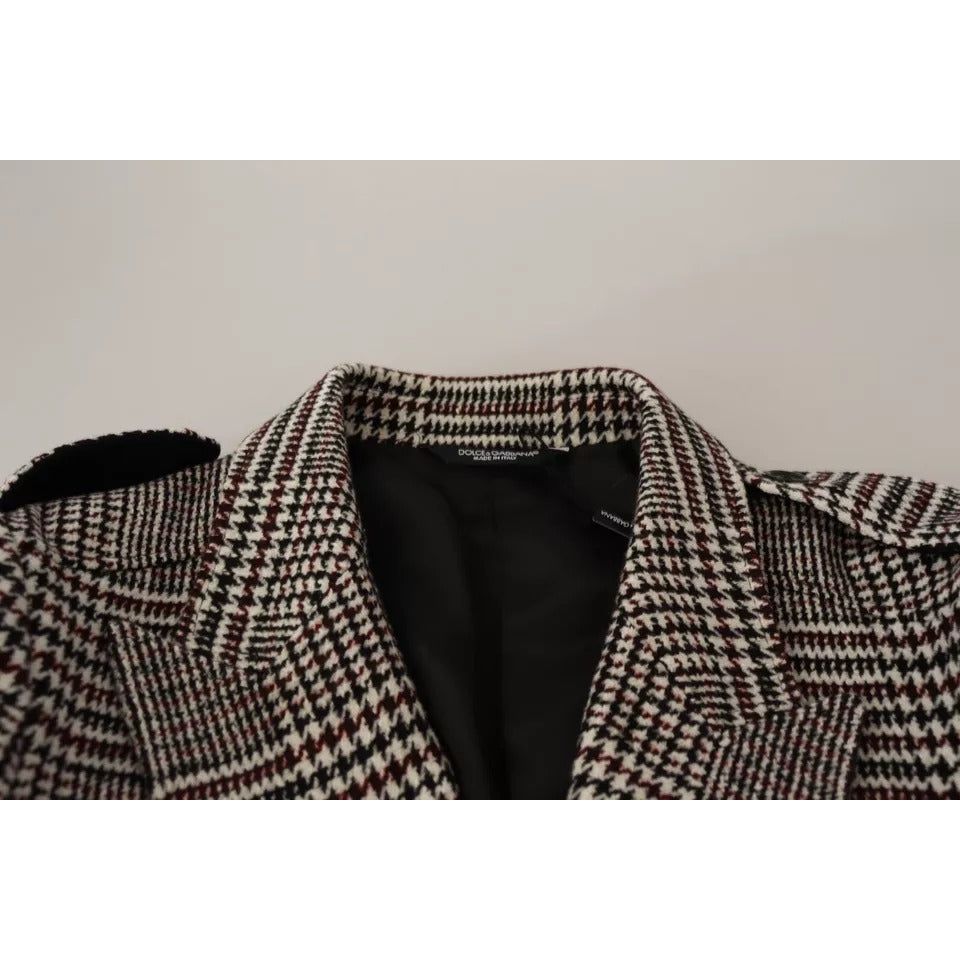 Dolce & Gabbana Gray Check Plaid Long Trench Coat Jacket JKT2913-44
