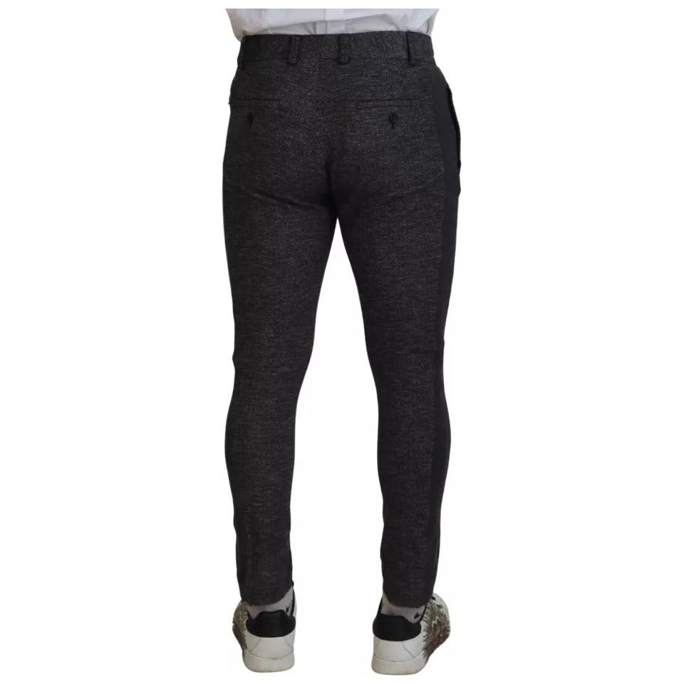 Dolce & Gabbana Gray Chevron Viscose Skinny Pants