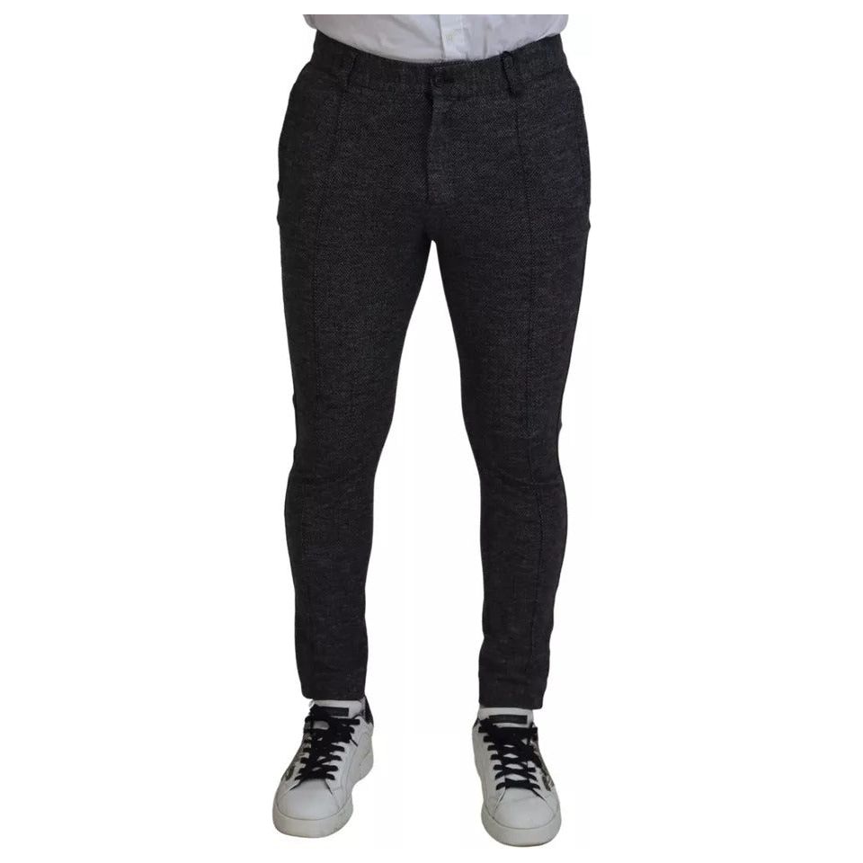 Dolce & Gabbana Gray Chevron Viscose Skinny Pants