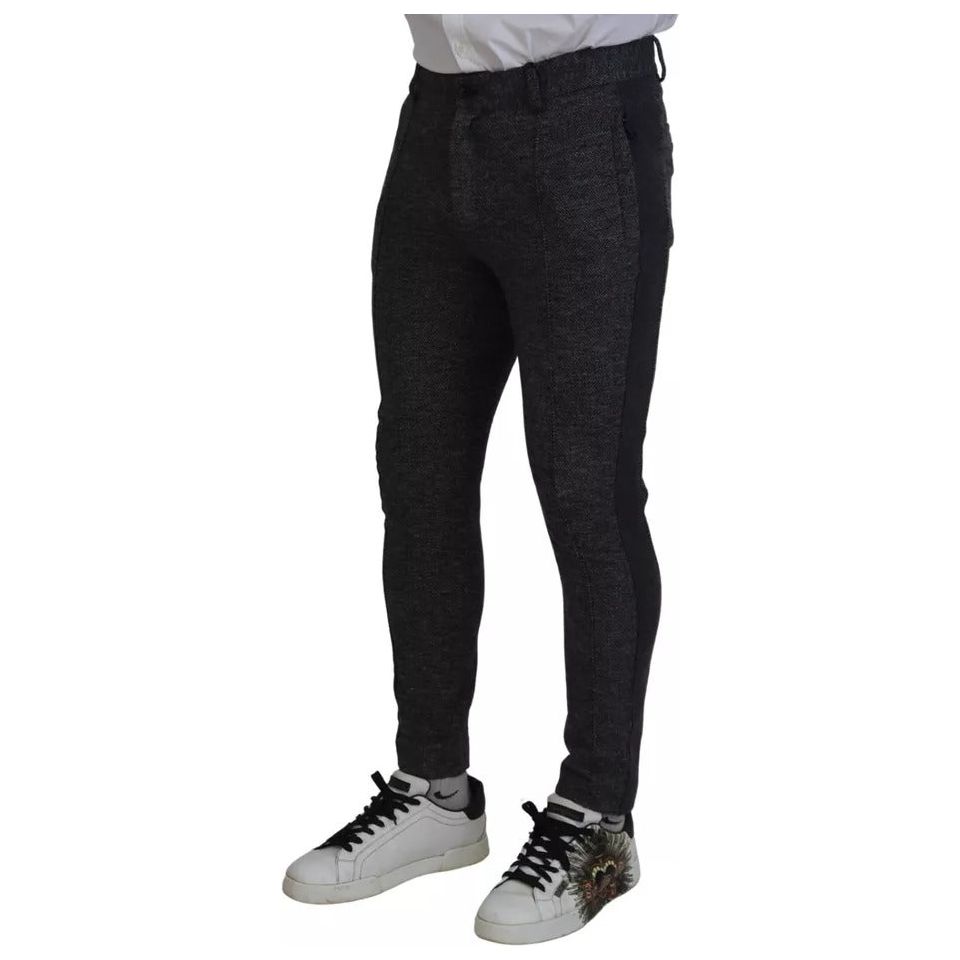 Dolce & Gabbana Gray Chevron Viscose Skinny Pants