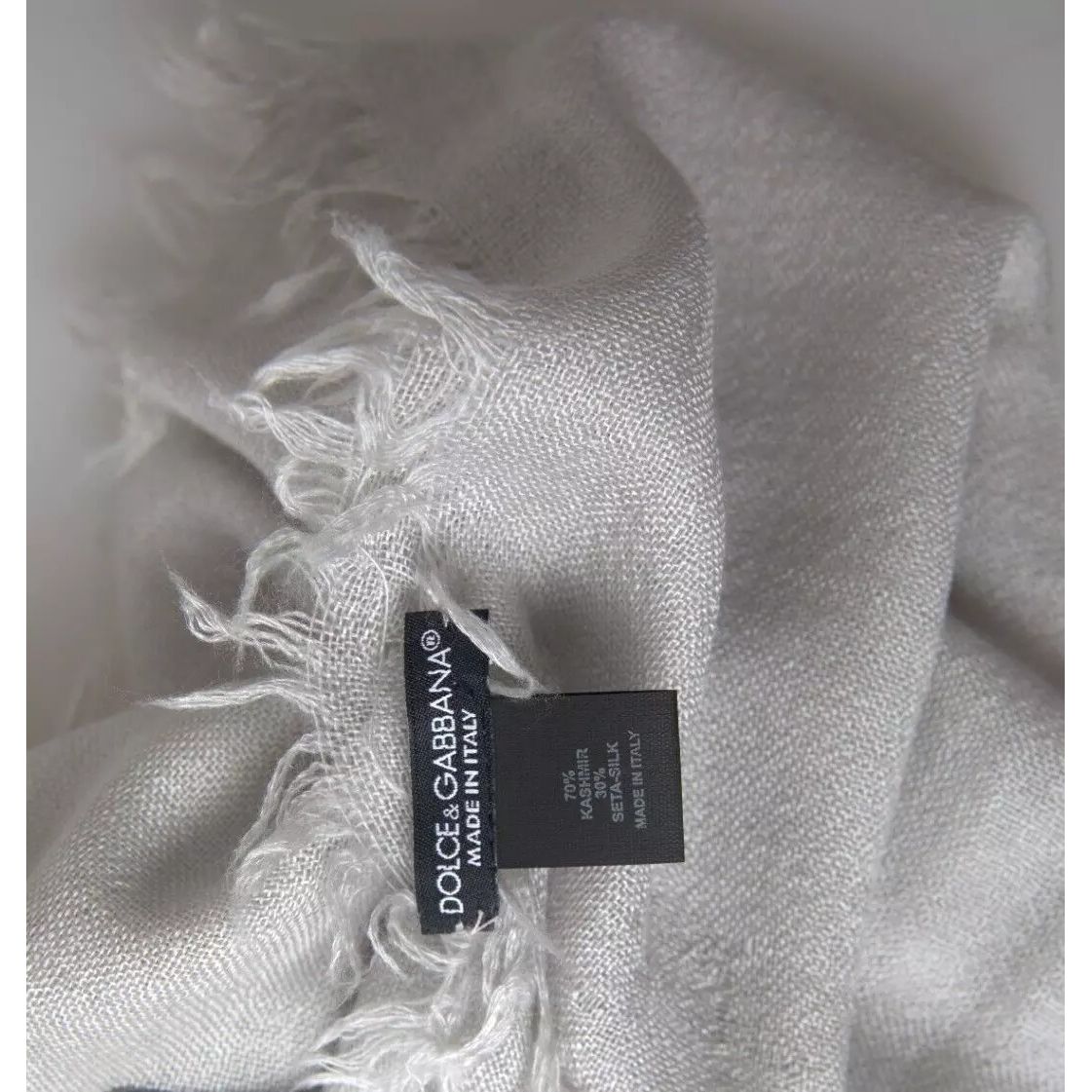 Dolce & Gabbana Gray Cashmere Wrap Shawl Fringe Scarf MS7054