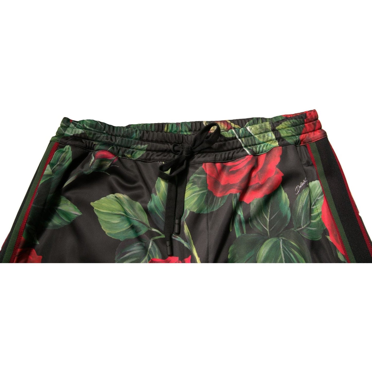 Dolce & Gabbana Black Floral Polyester Jogger Sweatpants Pants