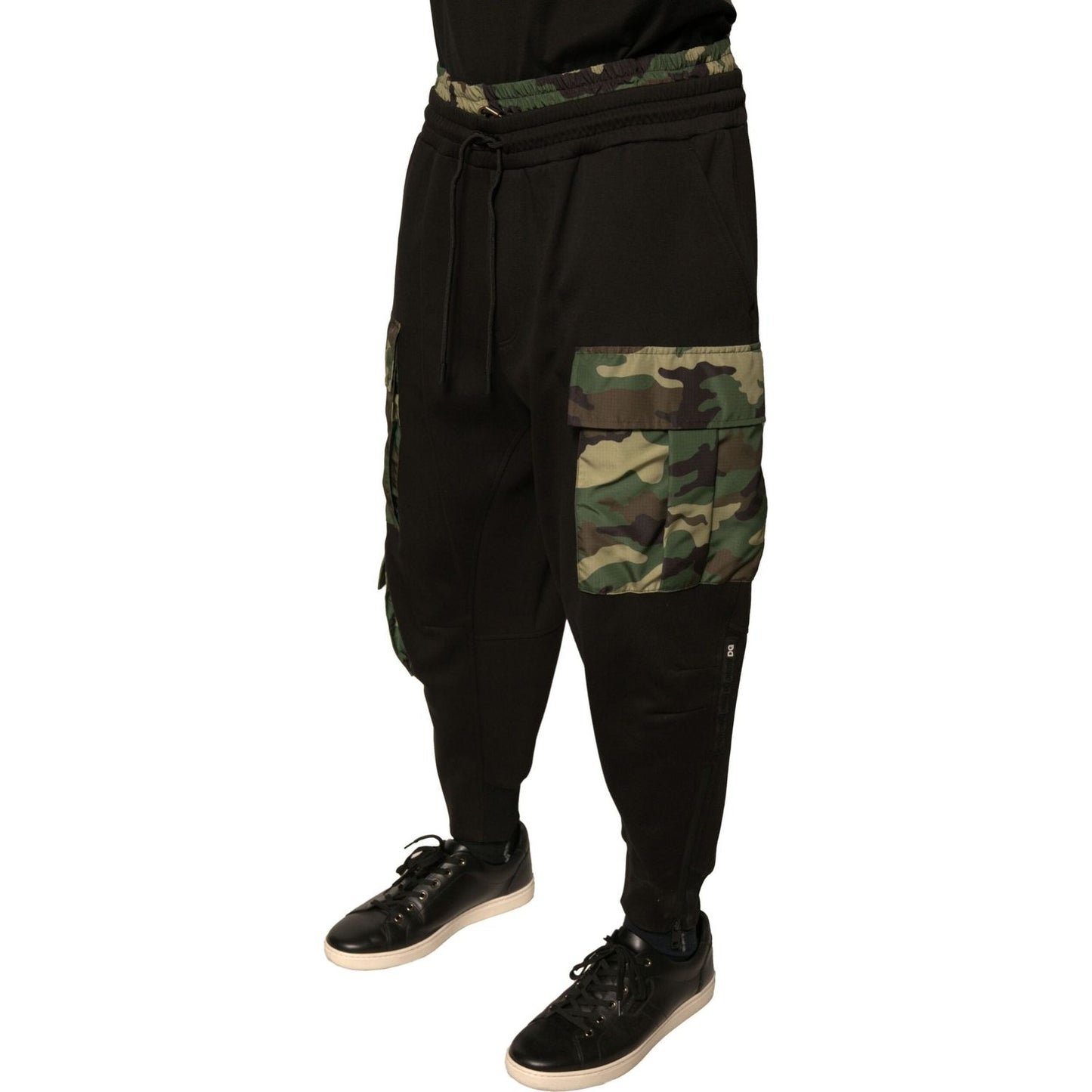 Dolce & Gabbana Black Camouflage Cotton Jogger Cargo Pants