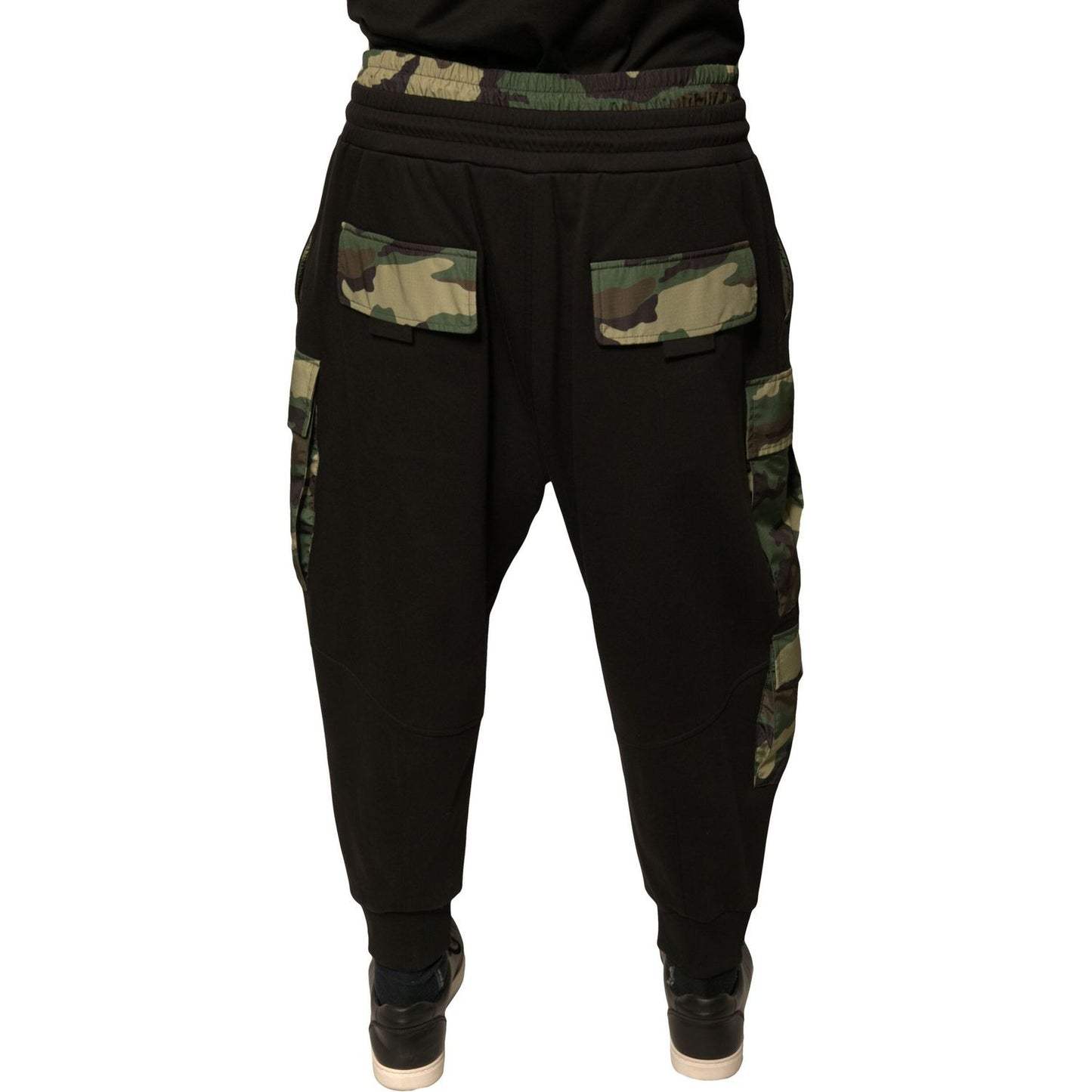Dolce & Gabbana Black Camouflage Cotton Jogger Cargo Pants