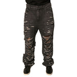 Dolce & Gabbana Gray Tattered Cotton Straight Men Denim Jeans