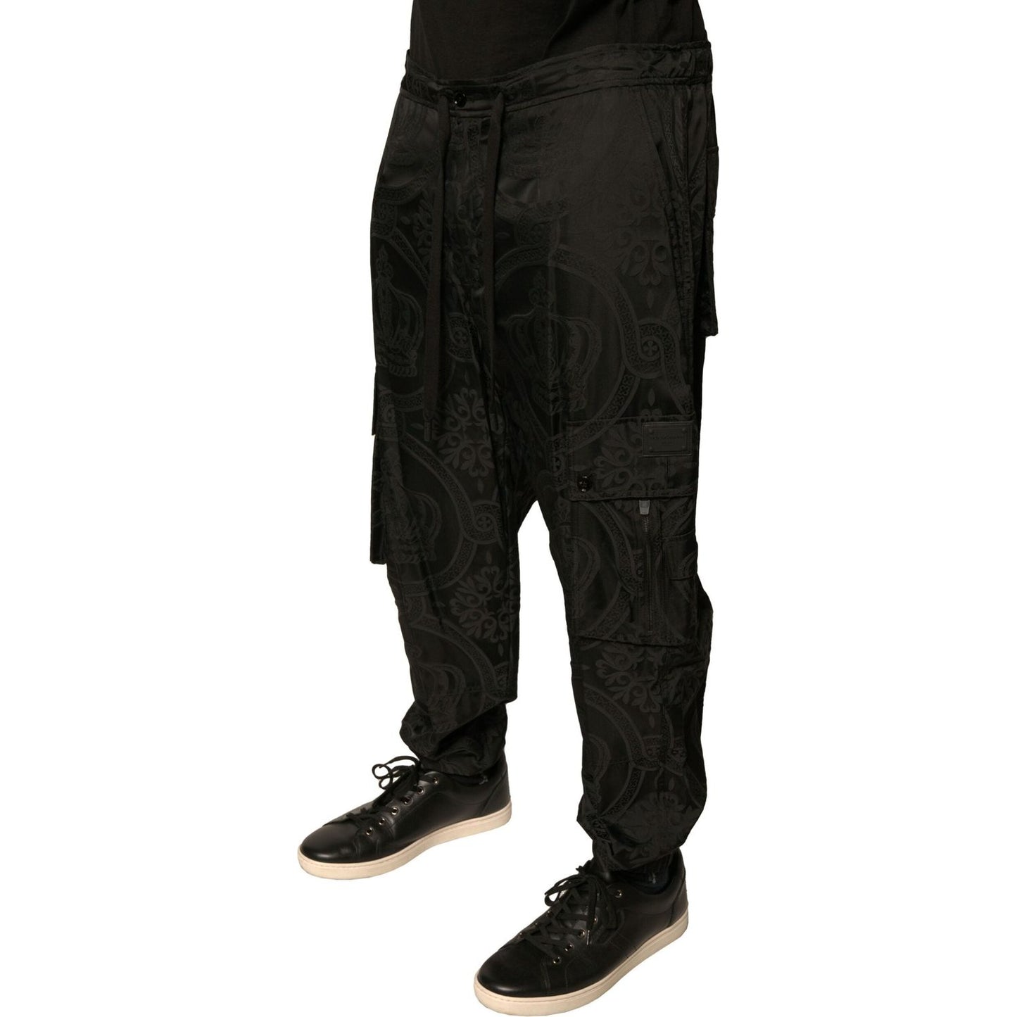 Dolce & Gabbana Black Crown Nylon Jogger Sweatpants Pants