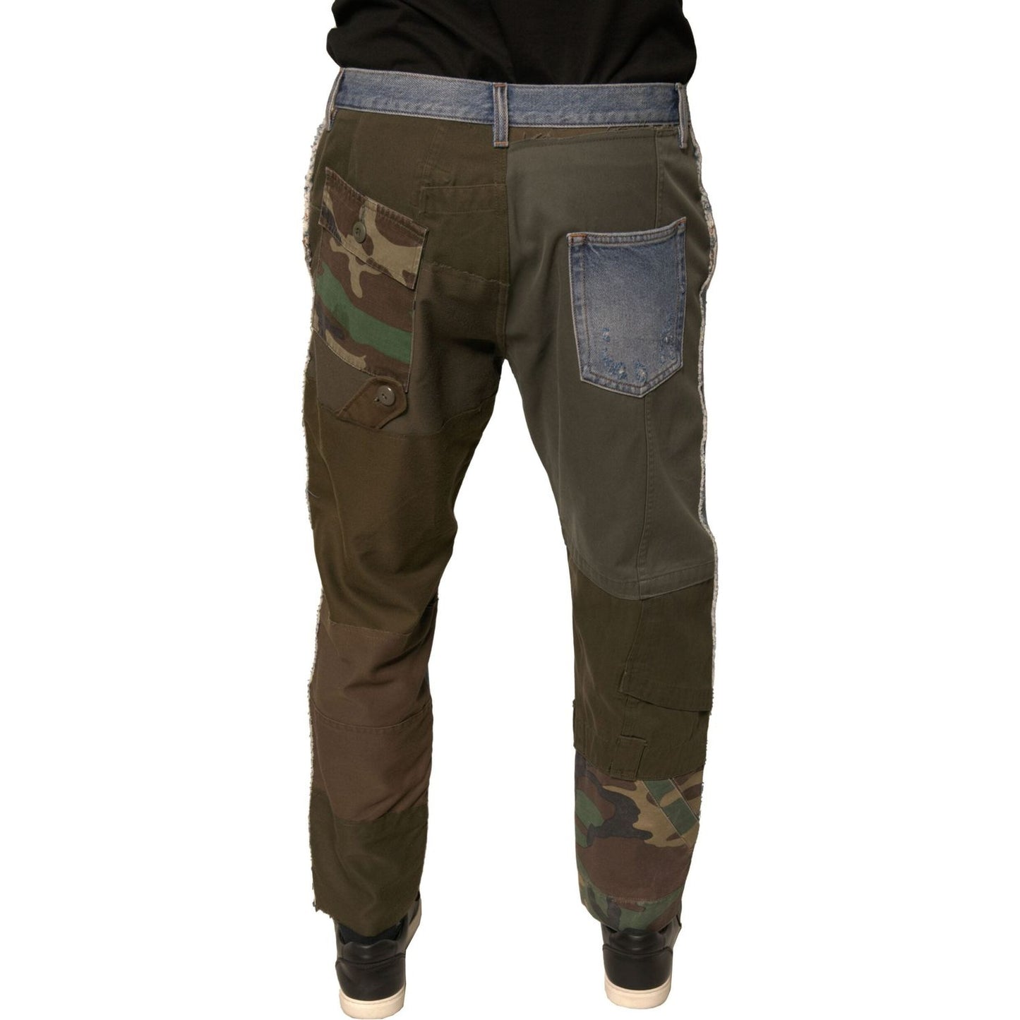 Dolce & Gabbana Blue Tattered Straight Cropped Denim Jeans