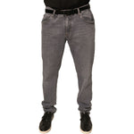 Dolce & Gabbana Gray Logo Cotton Stretch Skinny Denim Jeans