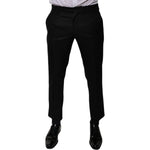 Dolce & Gabbana Black Wool Tapered Formal Dress Pants