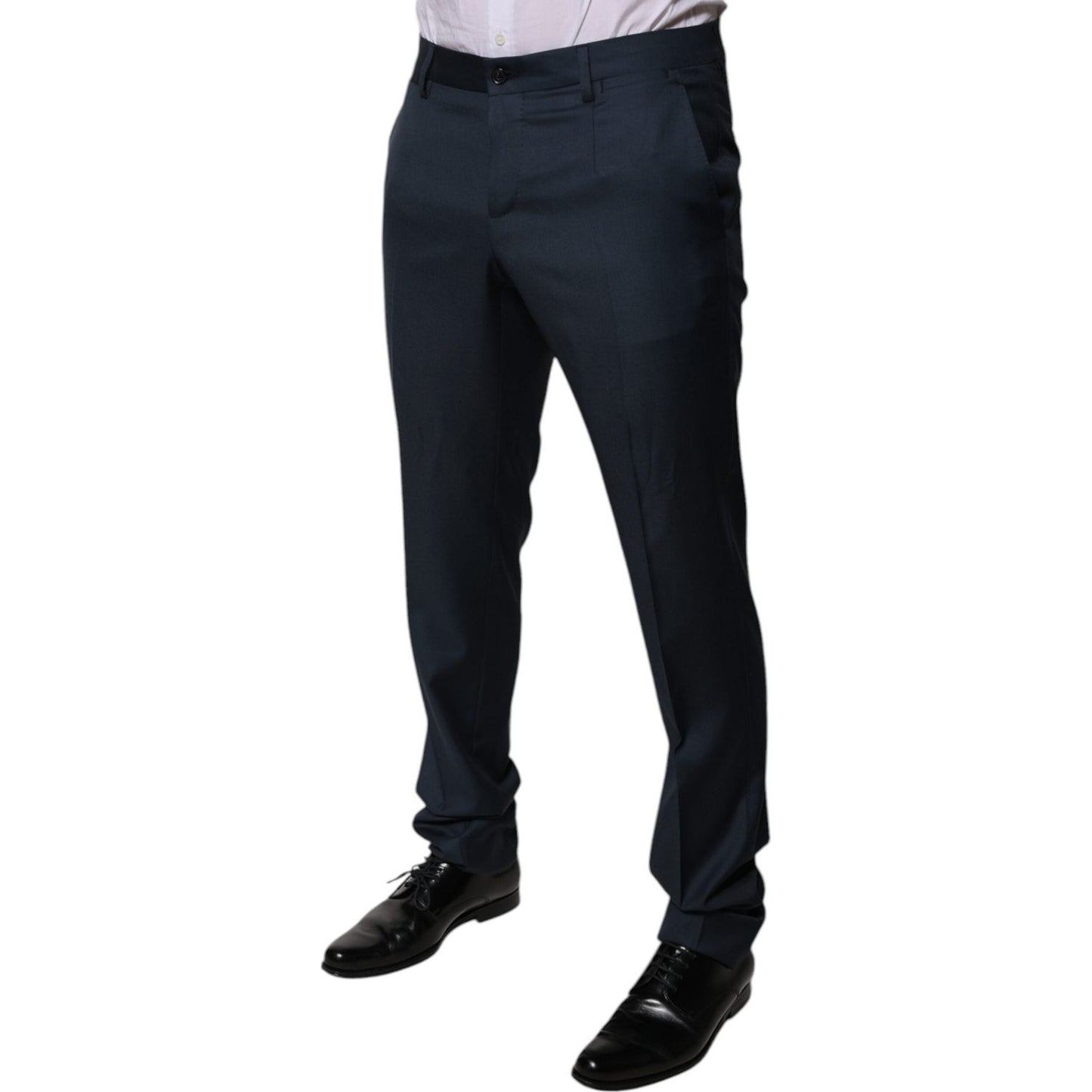 Dolce & Gabbana Blue Wool Tapered Formal Dress Pants