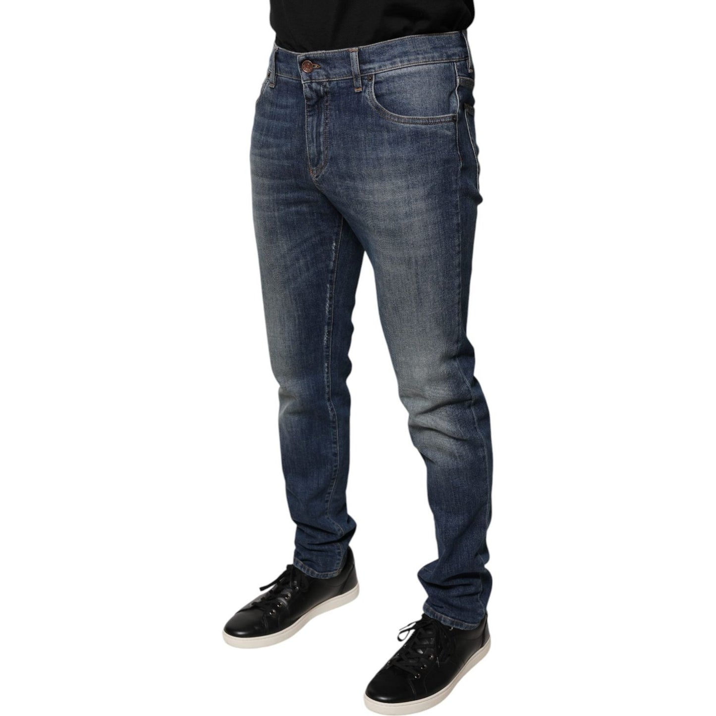 Dolce & Gabbana Blue DG Crown Logo Cotton Skinny Denim Jeans PAN75819-54