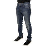 Dolce & Gabbana Blue DG Crown Logo Cotton Skinny Denim Jeans PAN75819-54