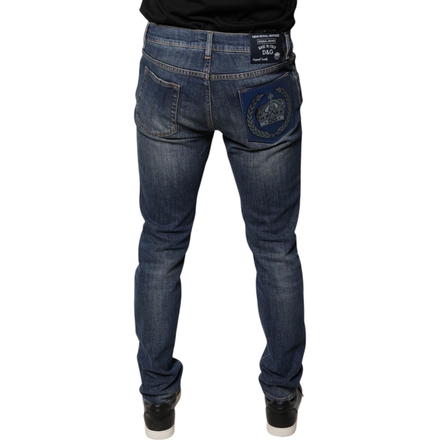 Dolce & Gabbana Blue DG Crown Logo Cotton Skinny Denim Jeans PAN75819-54