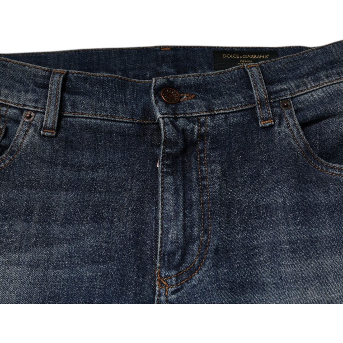 Dolce & Gabbana Blue DG Crown Logo Cotton Skinny Denim Jeans PAN75819-54