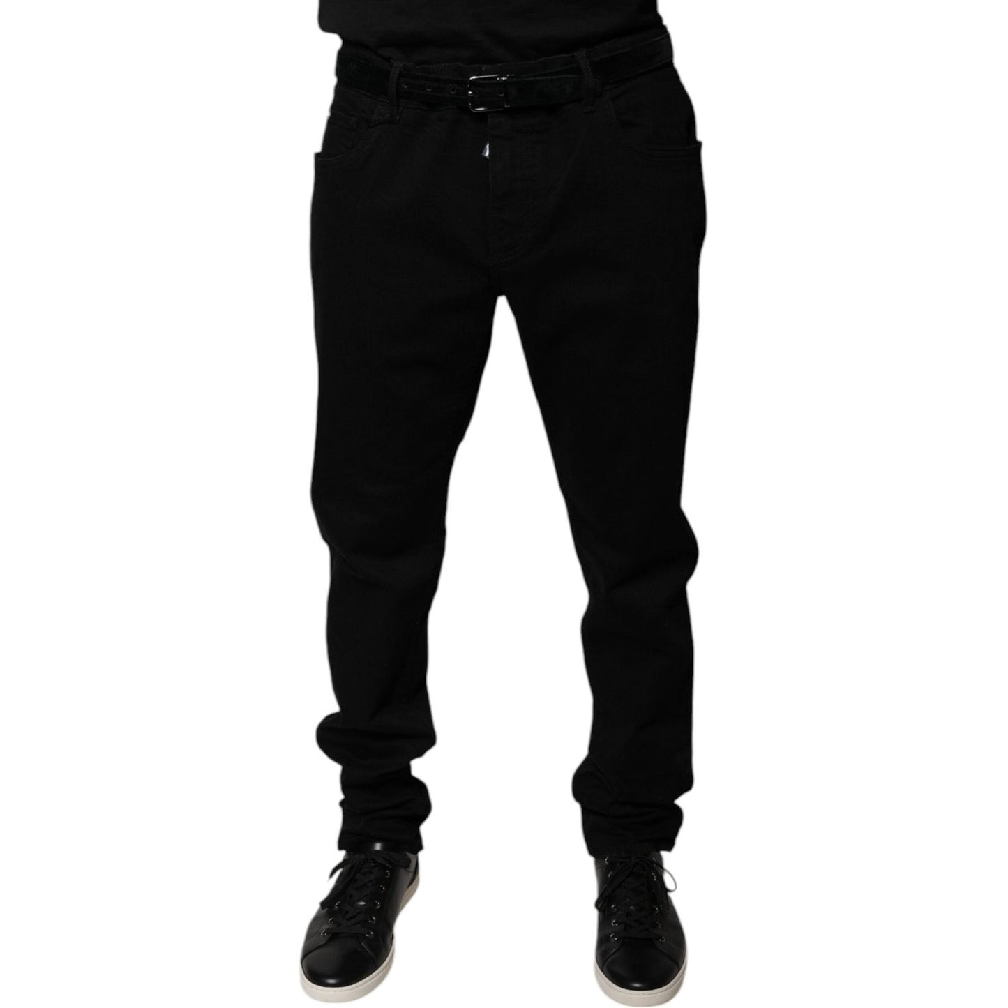 Dolce & Gabbana Black Logo Cotton Stretch Skinny Denim Jeans