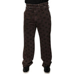 Dolce & Gabbana Brown Logo Cotton Straight Denim Jeans