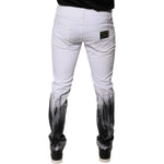 Dolce & Gabbana Black White Logo Cotton Skinny Denim Jeans