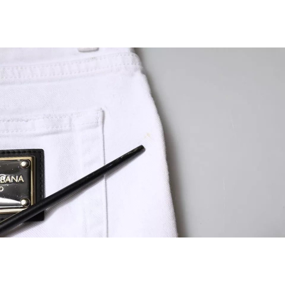 Dolce & Gabbana Black White Logo Cotton Skinny Denim Jeans