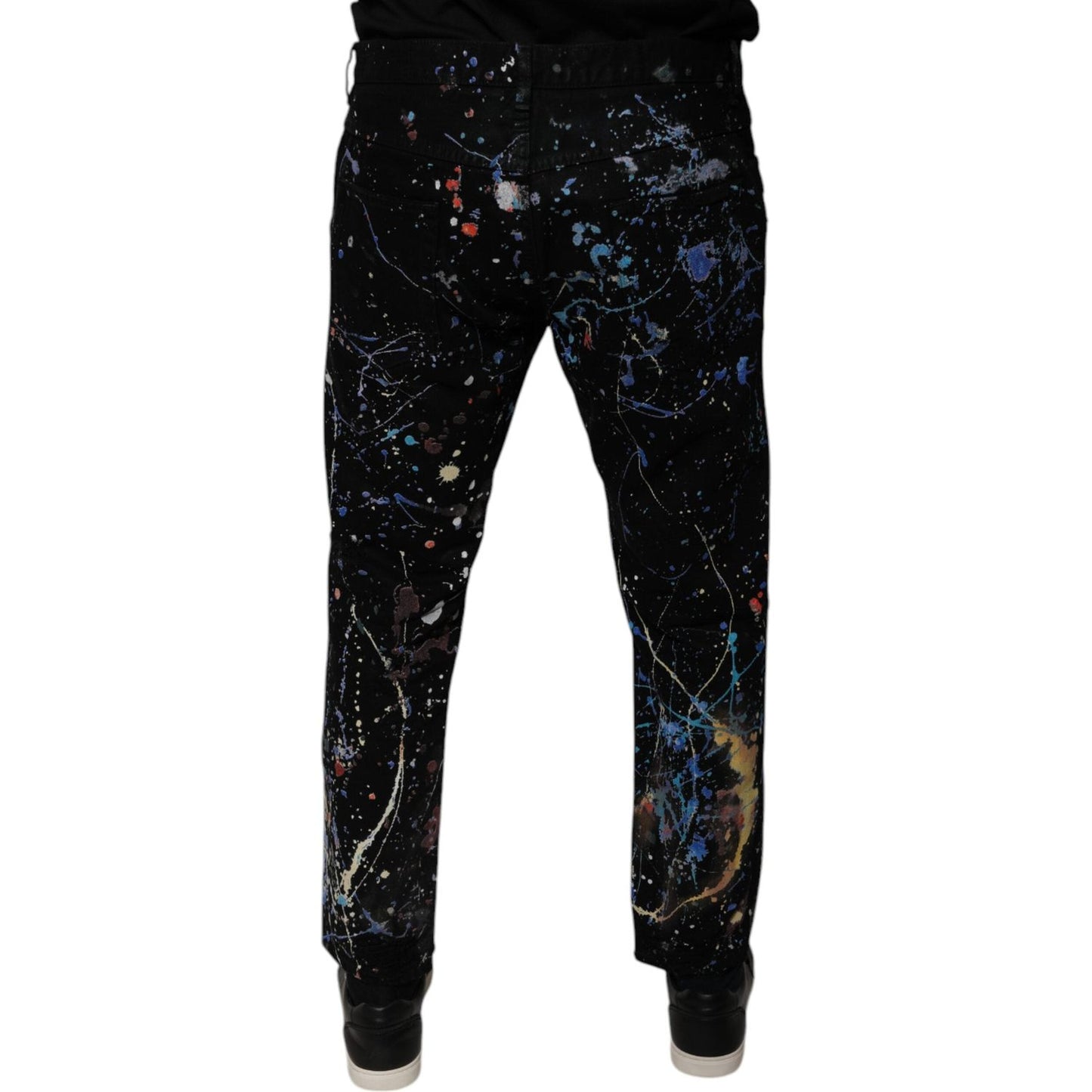 Dolce & Gabbana Black Color Splash Cotton Skinny Denim Jeans