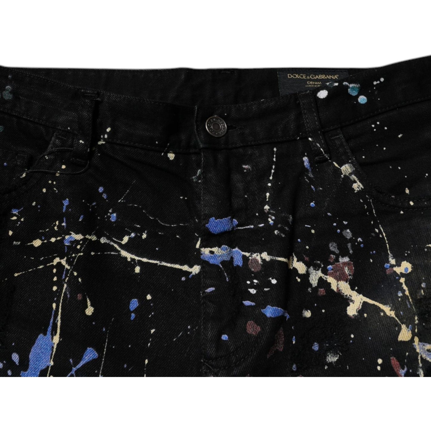 Dolce & Gabbana Black Color Splash Cotton Skinny Denim Jeans