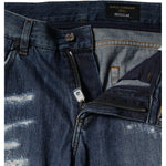 Dolce & Gabbana Blue Cotton Tattered Skinny Denim Jeans