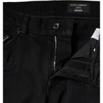 Dolce & Gabbana Black Cotton Tattered Skinny Denim Logo Jeans
