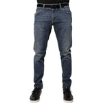 Dolce & Gabbana Blue Logo Plaque Cotton Skinny Denim Jeans