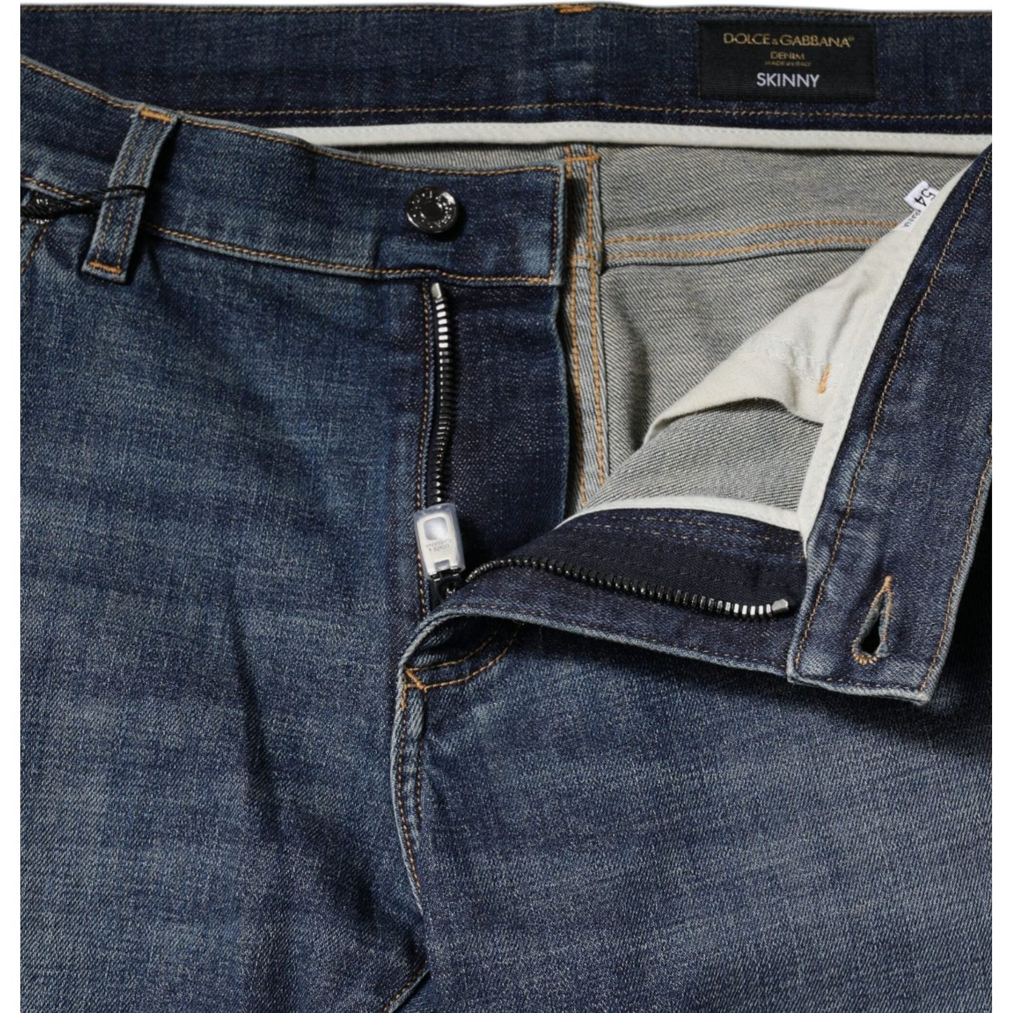 Dolce & Gabbana Blue Logo Plaque Cotton Skinny Denim Jeans