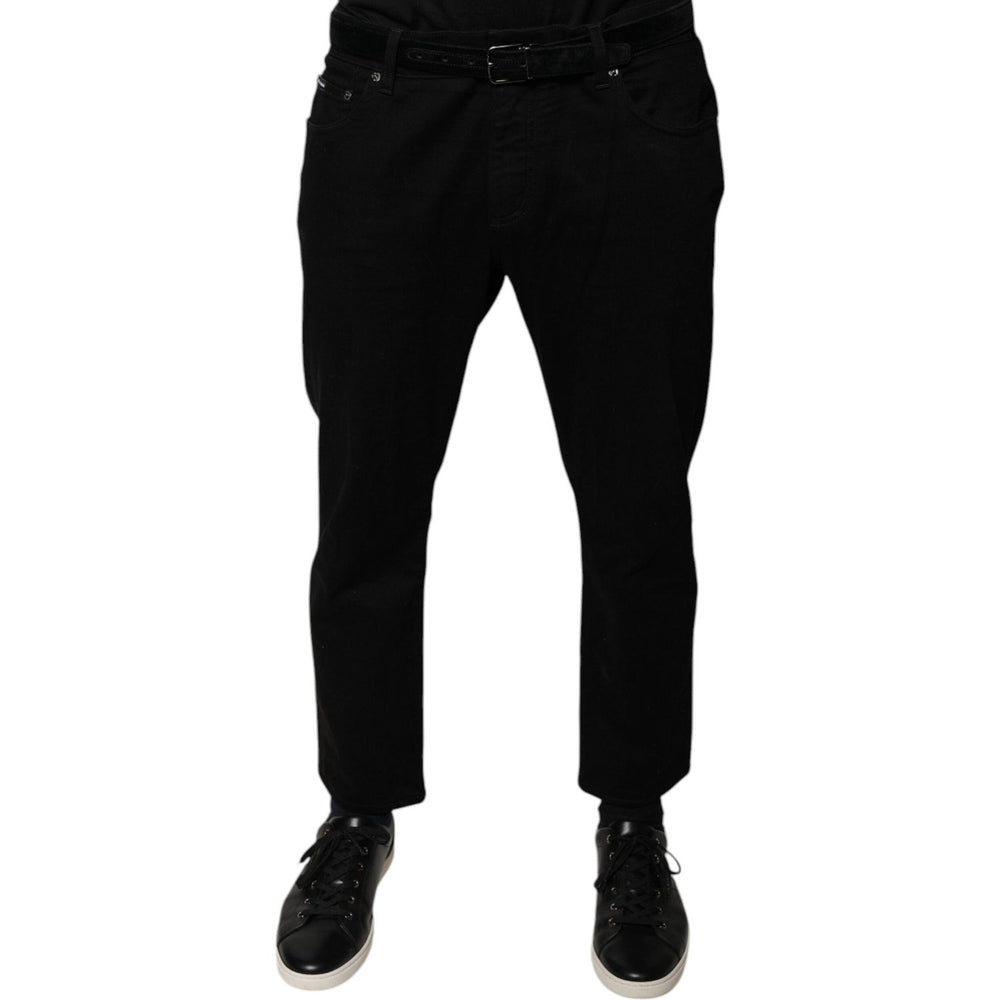 Dolce & Gabbana Black Cotton Stretch Logo Skinny Denim Jeans