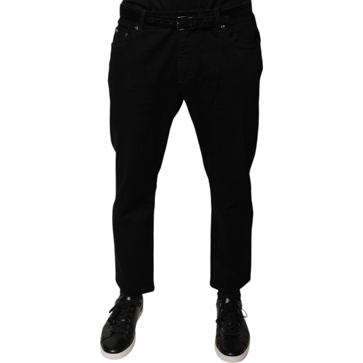 Dolce & Gabbana Black Cotton Stretch Logo Skinny Denim Jeans