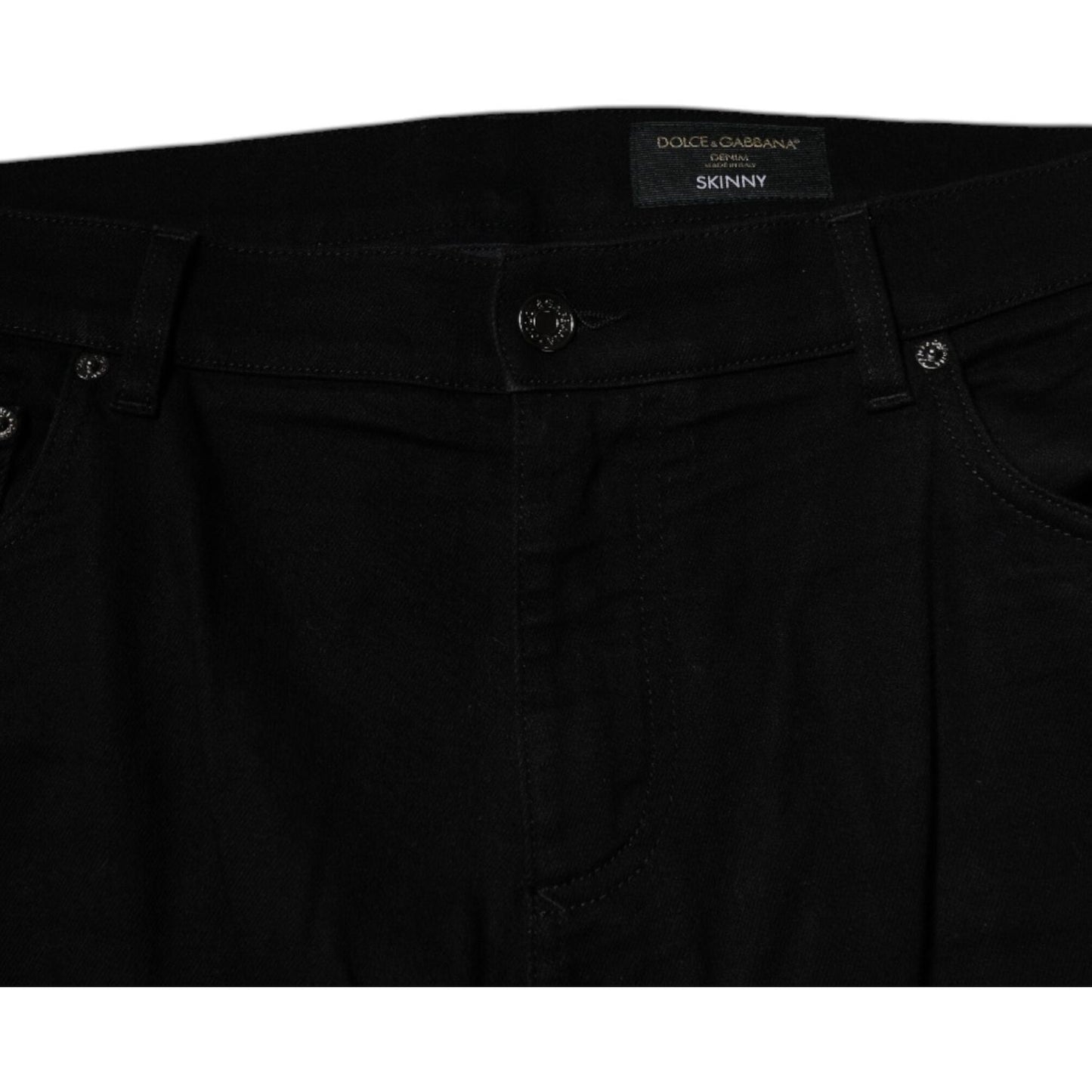 Dolce & Gabbana Black Cotton Stretch Logo Skinny Denim Jeans