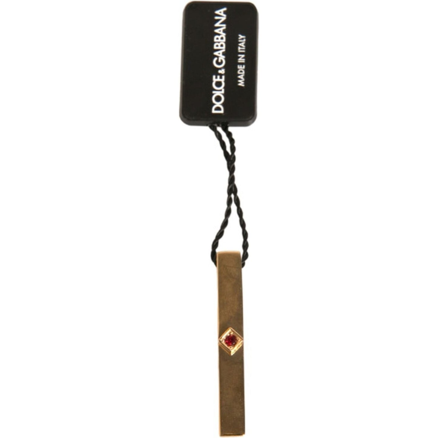 Dolce & Gabbana Gold Tone Brass Crystal Branded Tie Clip Bar