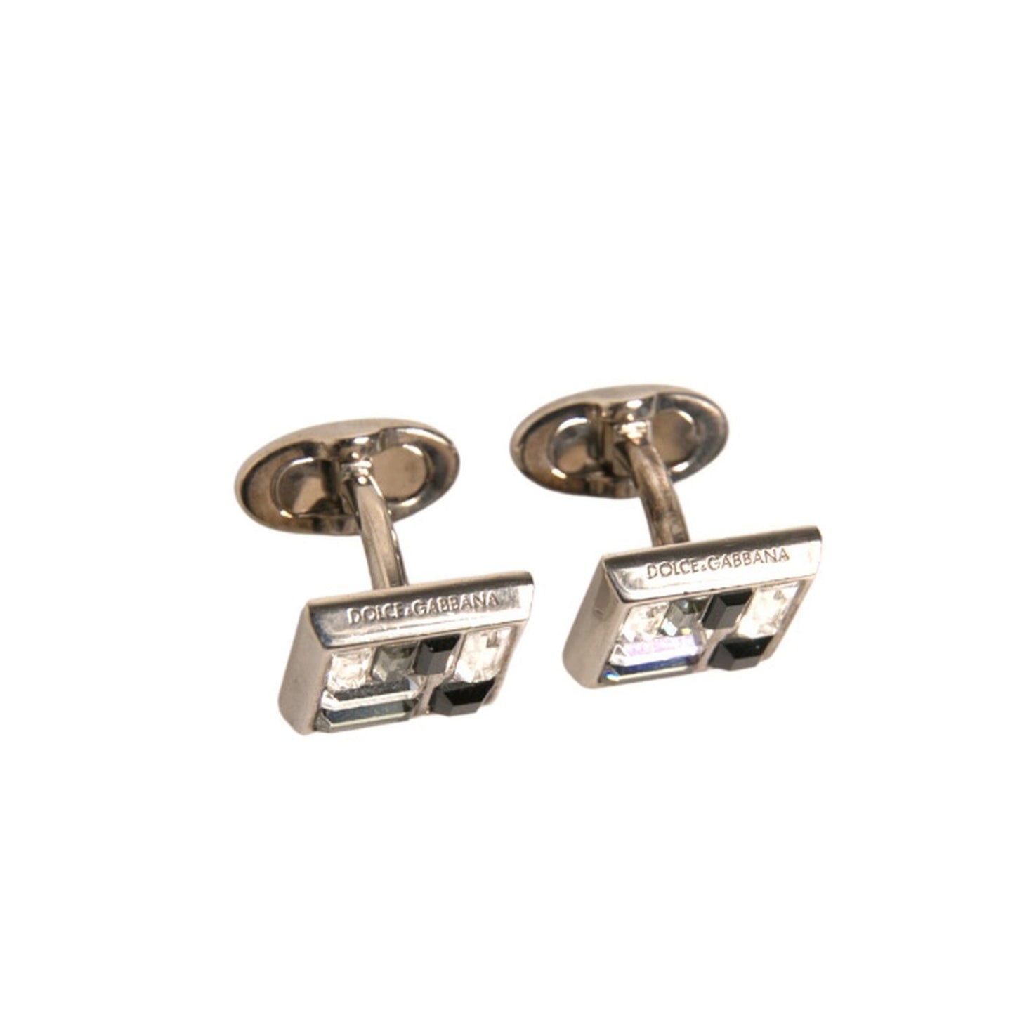 Dolce & Gabbana Silver Plated Brass Pin Crystal Cufflinks SMY10581