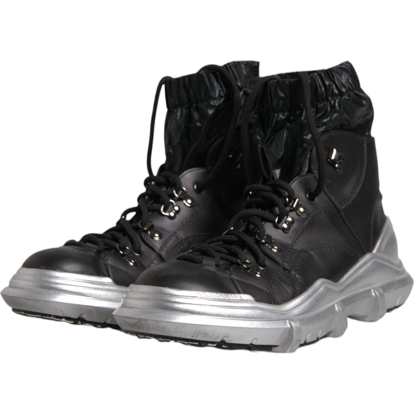 Dolce & Gabbana Black Nylon Galileo High Top Sneakers Shoes