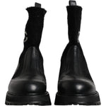 Dolce & Gabbana Black DG Logo Horse Sock Ankle Boots Shoes