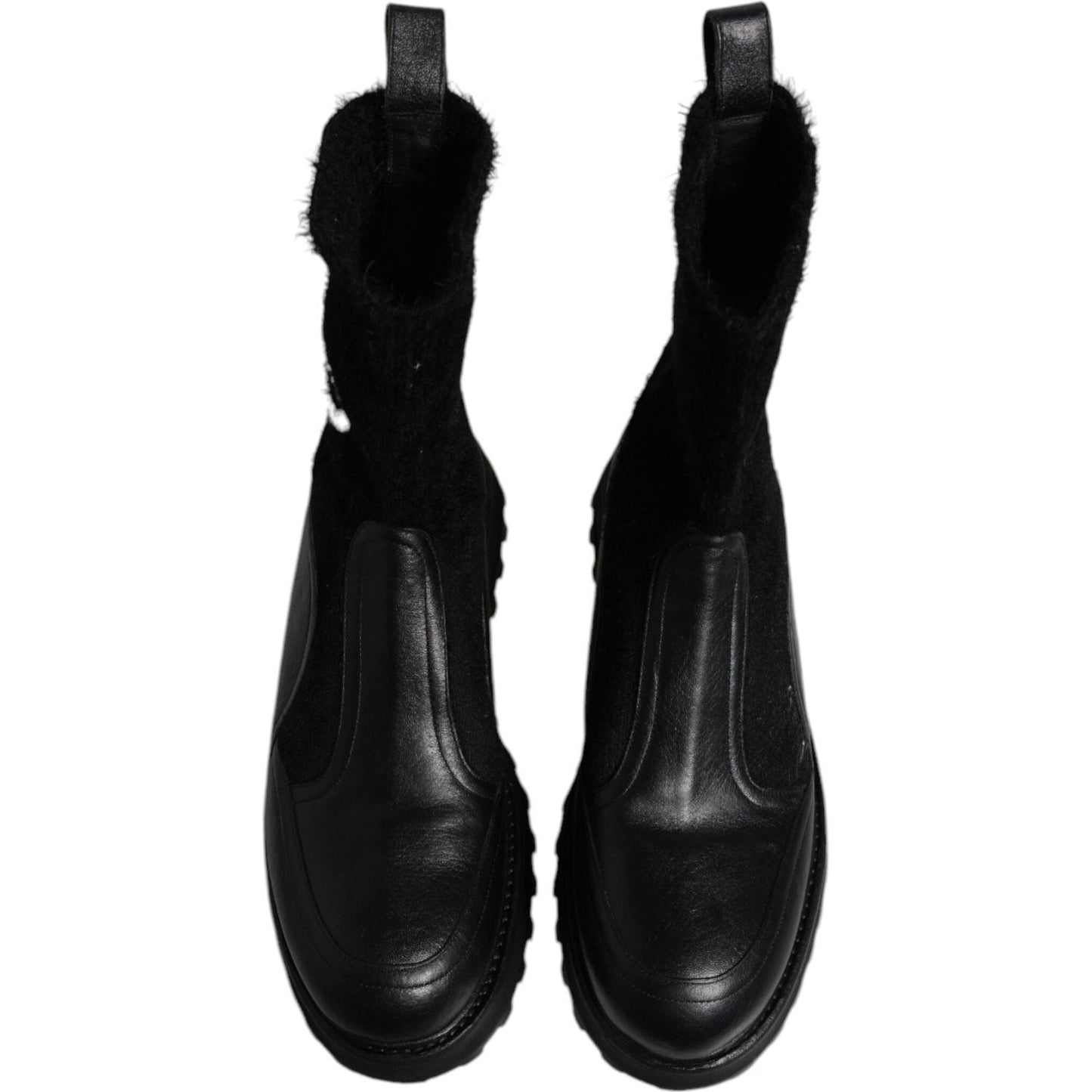 Dolce & Gabbana Black DG Logo Horse Sock Ankle Boots Shoes