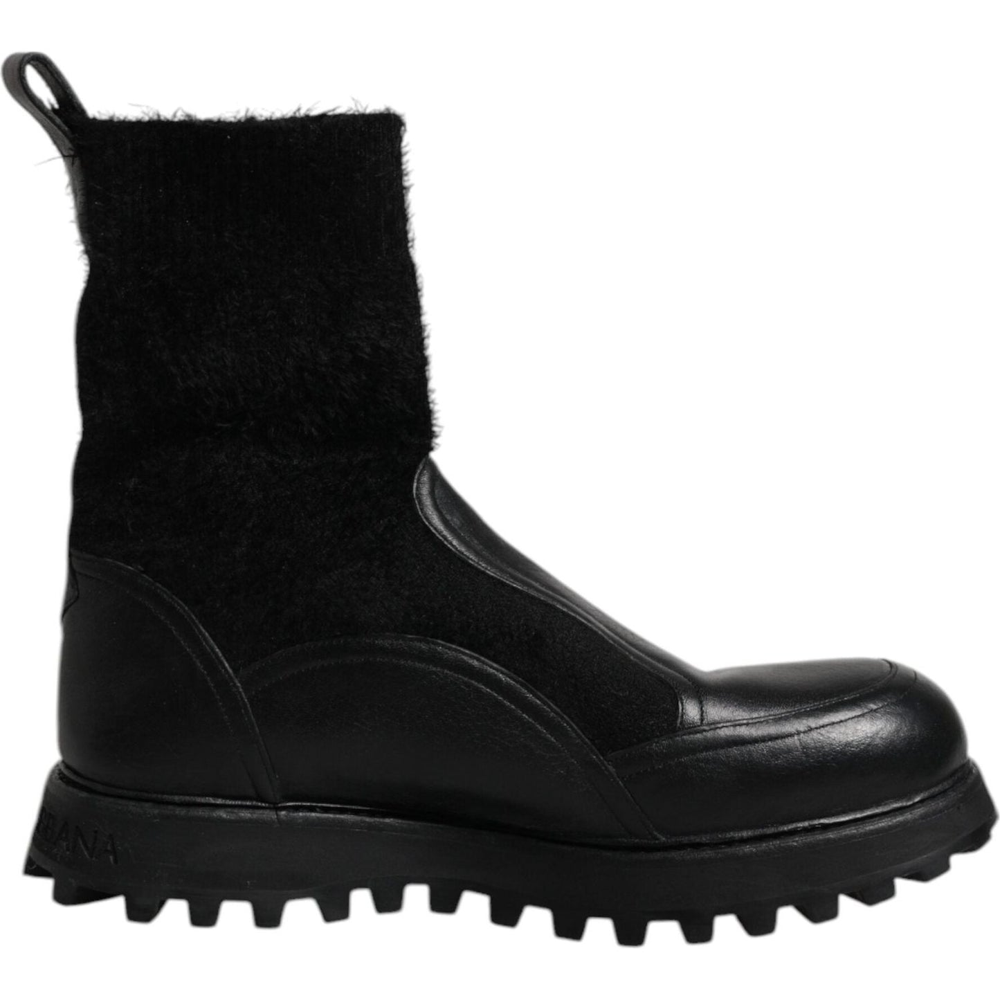 Dolce & Gabbana Black DG Logo Horse Sock Ankle Boots Shoes