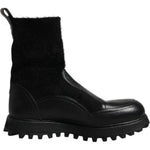 Dolce & Gabbana Black DG Logo Horse Sock Ankle Boots Shoes