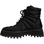 Dolce & Gabbana Black Padded Mid Calf Lace Up Boots Shoes