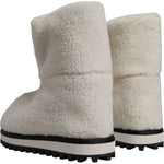 Dolce & Gabbana White Plush Logo Padded Mid Calf Boots Shoes