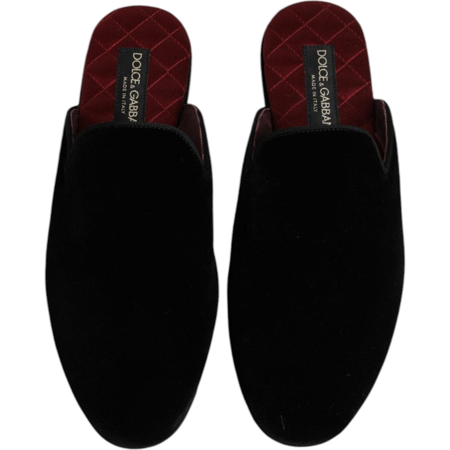 Dolce & Gabbana Black Viscose Velvet Slides Flat Slipper Shoes