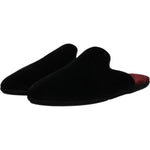 Dolce & Gabbana Black Viscose Velvet Slides Flat Slipper Shoes