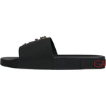 Dolce & Gabbana Black Leather Slides Sandals Beachwear Shoes