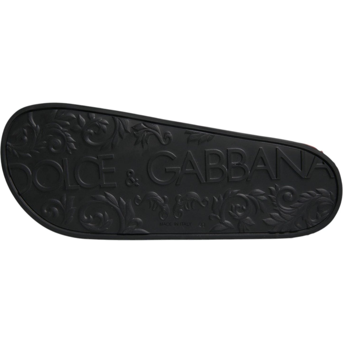 Dolce & Gabbana Black Leather Slides Sandals Beachwear Shoes