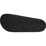 Dolce & Gabbana Black Leather Slides Sandals Beachwear Shoes