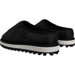 Dolce & Gabbana Black Nylon Quilted Logo Patch Sandals Slides Shoes