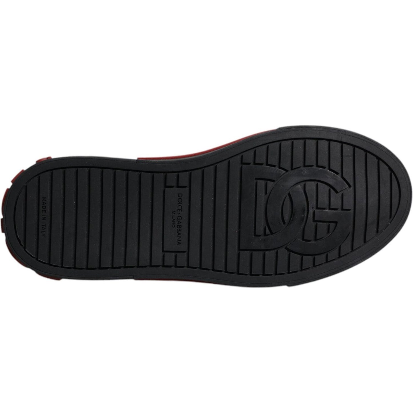 Dolce & Gabbana Red Black Leopard Cotton Men Low Top Sneakers Shoes