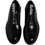 Dolce & Gabbana Black Patent Leather Derby Lace Up Formal Dress Shoes