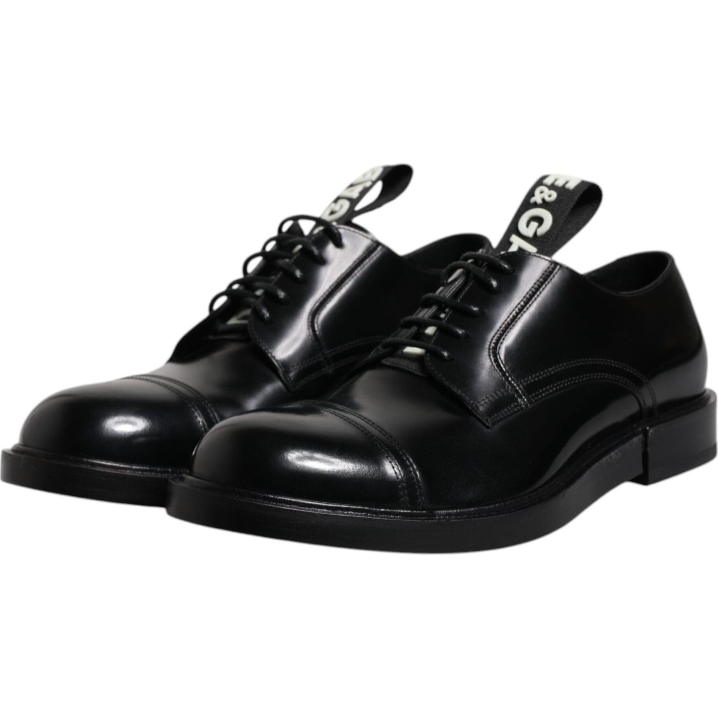 Dolce & Gabbana Black Patent Leather Derby Lace Up Formal Dress Shoes