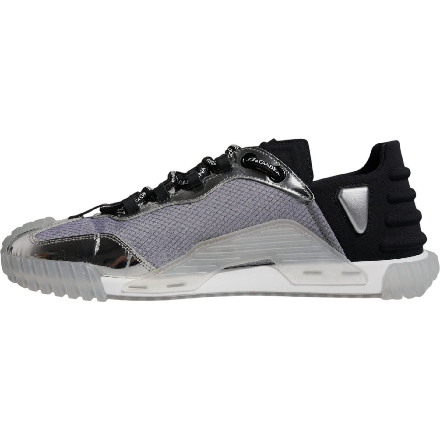 Dolce & Gabbana Silver Black Nylon NS1 Low Top Sneakers Shoes MV6723-43